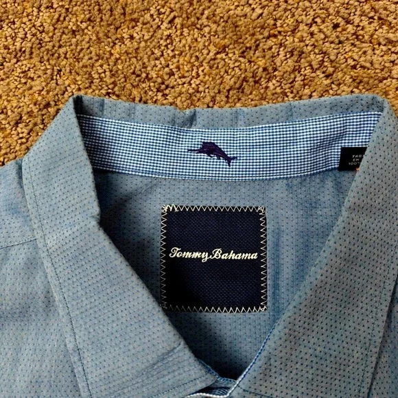 Tommy Bahama Mens XL Blue Micro Dot Cotton Long Sleeve Button Up Shirt T311801 - Picture 4 of 12
